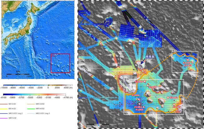 南鳥島沖のマンガンノジュールが存在する場所（国立研究開発法人海洋研究開発機構）